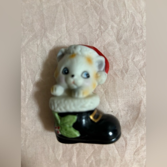 Vintage Homco Ceramic Figurines 8903, Christmas Cat and Mouse In Boots - Picture 4 of 7